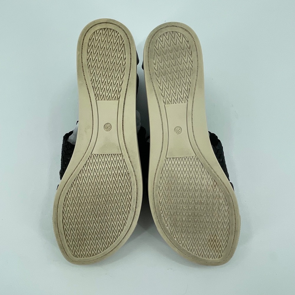 Eileen Fisher Womens Woven Leather Sandals 8.5 Black GUC Back Zip Flat *READ* - Picture 6 of 10